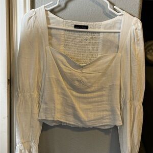 Forever 21 Cream Smocked Blouse